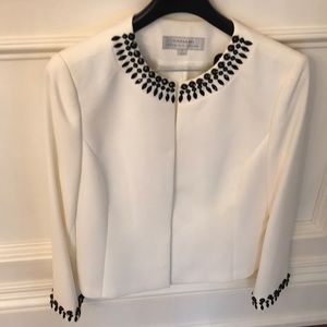 Tahari off white jacket with jewel detail
